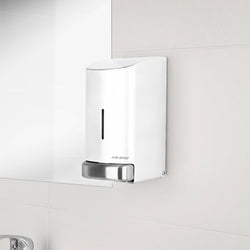 AIR - WOLF | Dozownik mydła & płynu dezynfekującego z przyciskiem - 800ml - Stal nierdzewna - Biały