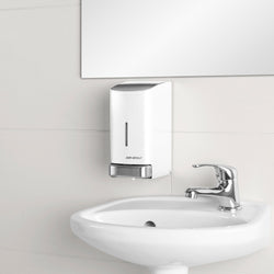 AIR - WOLF | Dozownik mydła & płynu dezynfekującego z przyciskiem - 800ml - Stal nierdzewna - Biały