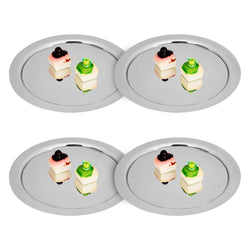 (4 sztuki) Taca do serwowania ze stali nierdzewnej - Ø 500 mm - polerowana