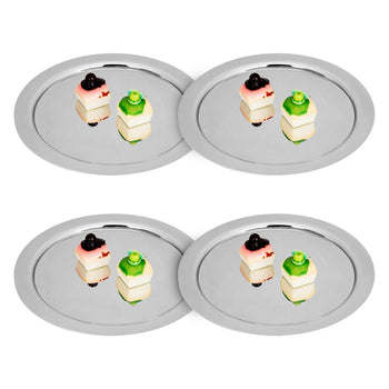 (4 sztuki) Taca do serwowania ze stali nierdzewnej - Ø 500 mm - polerowana - Prime Gastro