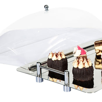 (4 sztuki) Taca GN 1/1 - stal nierdzewna - z przezroczystym kloszem - Prime Gastro