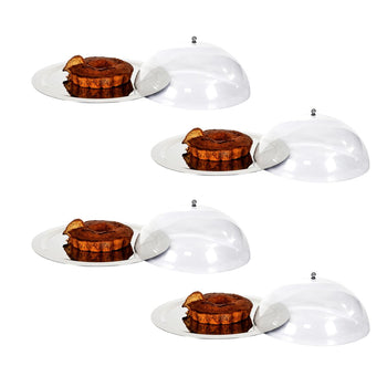 (4 szt.) Taca do serwowania ze stali nierdzewnej z przezroczystym kloszem - Ø 500 mm - polerowana - Prime Gastro