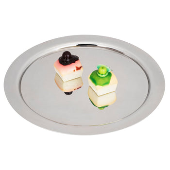 (4 sztuki) Taca do serwowania ze stali nierdzewnej - Ø 390 mm - polerowana - Prime Gastro