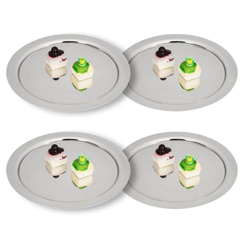 (4 sztuki) Taca do serwowania ze stali nierdzewnej - Ø 390 mm - polerowana - Prime Gastro
