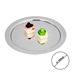 (4 sztuki) Taca do serwowania ze stali nierdzewnej - Ø 500 mm - polerowana