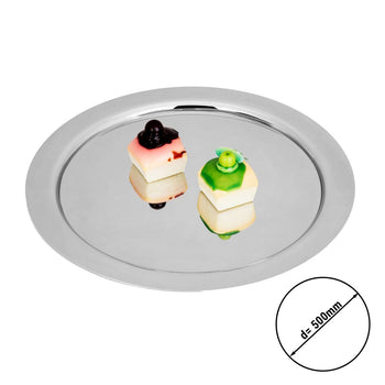 (4 sztuki) Taca do serwowania ze stali nierdzewnej - Ø 500 mm - polerowana - Prime Gastro