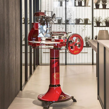 BERKEL | Maszyna z kołem zamachowym Tribute - Ostrze: Ø 300 mm - Czerwona - włącznie z ramą podstawy - Prime Gastro