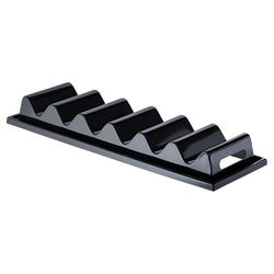 stojak ekspozycyjny na kanapki - z 6 półkami, wpuszczanym uchwytem & rowkiem na sok - polistyren - czarny