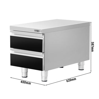 Szafka szufladowa - czarny tytan - 400x660mm - 2 szuflady - Prime Gastro