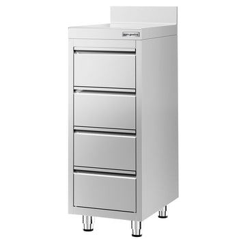 Szafka szufladowa PREMIUM - z 4 szufladami i panelem tylnym - 400x600mm - Prime Gastro