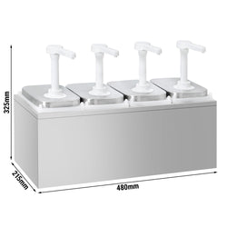 Dozownik do sosów - 4x 2 litry - włącznie z podstawą ze stali nierdzewnej