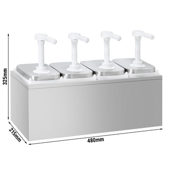 Dozownik do sosów - 4x 2 litry - włącznie z podstawą ze stali nierdzewnej - Prime Gastro