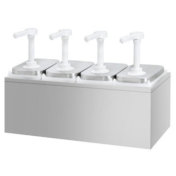 Dozownik do sosów - 4x 2 litry - włącznie z podstawą ze stali nierdzewnej - Prime Gastro