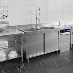 Szafka zlewozmywakowa dla zmywarki do naczyń - 2000x700 mm - z 2 zlewami po lewej stronie