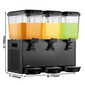 Dyspenser do soków - 3x 18L - 700W - Czarny - z tacka ociekowa