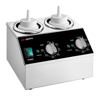 Dozownik do sosów ze stali nierdzewnej - na 2 butelki wyciskane - podgrzewany - Prime Gastro