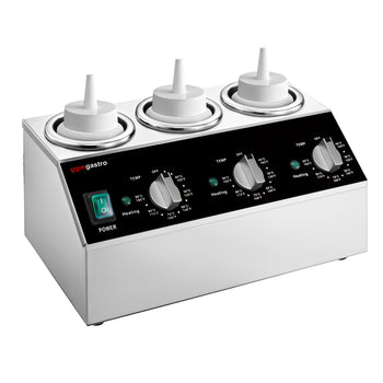 Dozownik do sosów ze stali nierdzewnej - na 3 butelki wyciskane - podgrzewany - Prime Gastro