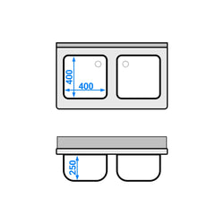 Szafka pod zlewozmywak PREMIUM - 1000x600 mm - z 2 komorami pośrodku
