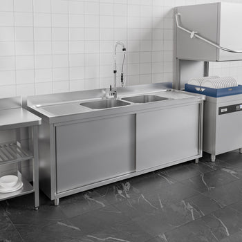 Szafka pod zlewozmywak ECO - 1800x600 mm - z 2 komorami pośrodku - Prime Gastro