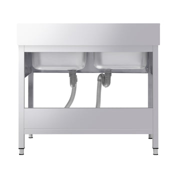 Stół zlewozmywakowy PREMIUM - 1200x700 mm - z półką dolną & 2 zlewami w środku - Prime Gastro