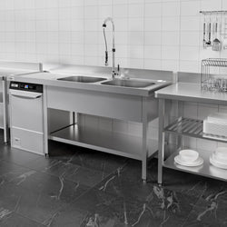 Stół zlewozmywakowy dla zmywarki do naczyń - 2000x600mm - z 2 zlewami po prawej stronie