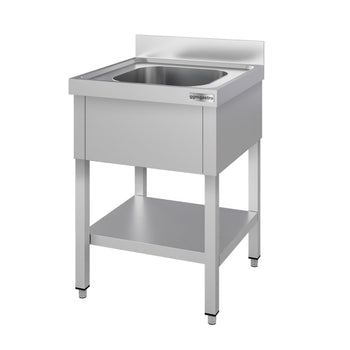 Stół zlewozmywakowy ECO - 600x600 mm - z dolną półką i 1 zlewem - Prime Gastro
