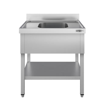 Stół zlewozmywakowy ECO - 800x600mm - z dolną półką i 1 zlewem - Prime Gastro