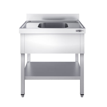 Stół zlewozmywakowy PREMIUM - 800x700mm - z dolną półką i 1 zlewem - Prime Gastro