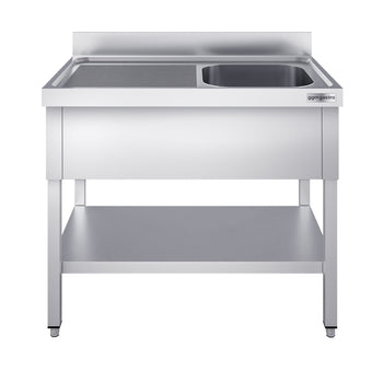 Stół zlewozmywakowy PREMIUM - 1600x600 mm - z półką dolną i 1 zlewem po prawej stronie - Prime Gastro