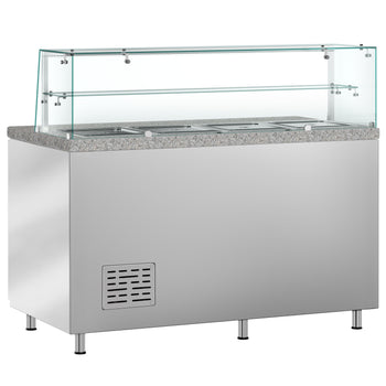 Stół Sałatkowy PREMIUM - 1515mm - 2 drzwi - dla 4x GN 1/1 - szklana nadstawka- 1 półka - oświetlenie LED - Prime Gastro