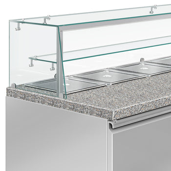 Stół Sałatkowy PREMIUM - 1515mm - 2 drzwi - dla 4x GN 1/1 - szklana nadstawka- 1 półka - oświetlenie LED - Prime Gastro