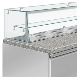 Stół chłodniczy sałatkowy PREMIUM - 1515mm - 390L - 2 drzwi - z nadstawką szklaną - do 4x GN 1/1