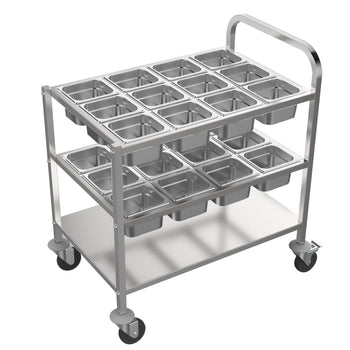 Wózek do serwowania 0,80 m - z 2 półkami do przechowywania na 12 pojemników GN1/6 każda - Prime Gastro