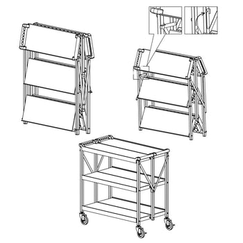 Wózek do serwowania - składany - 880x500 mm - z 3 półkami - Prime Gastro