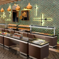 Lada bufetowa DUBLIN - 2300 mm - z 3 naczyniami do podgrzewania & kółkami