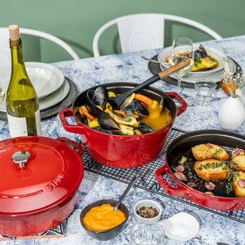 STAUB | STACKABLE SET - zestaw Garnków do gotowania - 2 szt - Ø 240mm - żeliwo - wiśniowa czerwień - Prime Gastro
