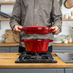 STAUB | STACKABLE SET - zestaw Garnków do gotowania - 2 szt - Ø 240mm - żeliwo - wiśniowa czerwień