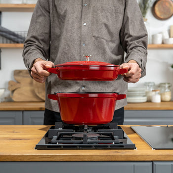 STAUB | STACKABLE SET - Zestaw garnków do gotowania - 3 szt - Ø 240mm - żeliwo - wiśniowa czerwień - Prime Gastro