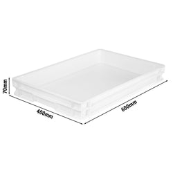 (8 szt.) Pojemnik na ciasto do pizzy - zestaw - EN 600x400 - Wysokość: 70mm - Polipropylen - Biały - Pojemność: 16l