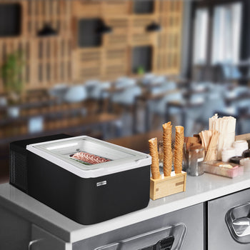 Stołowa witryna na lody - 460 mm - Statyczna - na 2x 5 litrowe pojemniki na lody - Pokrywa otwierana na stronę konsumenta - Prime Gastro