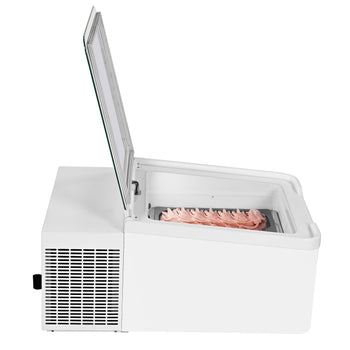 Stołowa witryna na lody - 460 mm - Statyczna - na 2x 5 litrowe pojemniki na lody - Pokrywa otwierana na stronę konsumenta - Prime Gastro