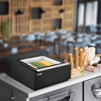 Witryna stołowa na lody - 670 mm - Statyczna - na 3 pojemniki 5 L - Pokrywa otwierana na stronę serwisową - Prime Gastro