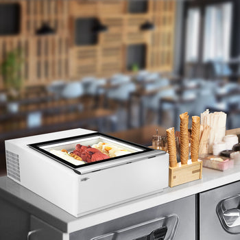 Witryna stołowa na lody - 670 mm - Statyczna - na 3 pojemniki 5 L - Pokrywa otwierana na stronę serwisową - Prime Gastro