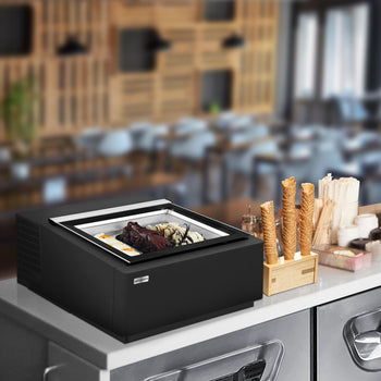 Stołowa witryna na lody - 670 mm - Statyczna - na 3 pojemniki 5 L - Pokrywa otwierana na stronę klienta - Prime Gastro