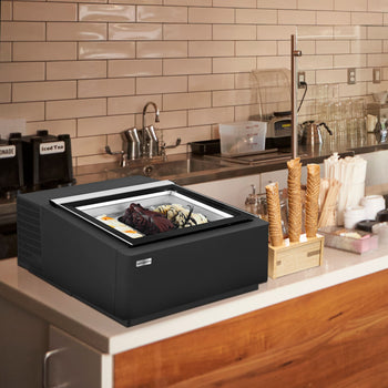 Stołowa witryna na lody - 670 mm - Statyczna - na 3 pojemniki 5 L - Pokrywa otwierana na stronę klienta - Prime Gastro