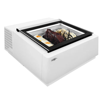 Stołowa witryna na lody - 670 mm - Statyczna - na 3 pojemniki 5 L - Pokrywa otwierana na stronę klienta - Prime Gastro