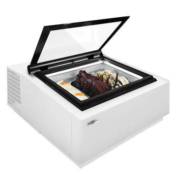 Stołowa witryna na lody - 670 mm - Statyczna - na 3 pojemniki 5 L - Pokrywa otwierana na stronę klienta - Prime Gastro