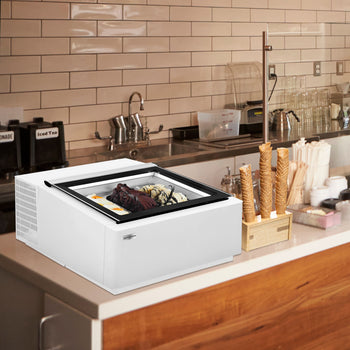 Stołowa witryna na lody - 670 mm - Statyczna - na 3 pojemniki 5 L - Pokrywa otwierana na stronę klienta - Prime Gastro