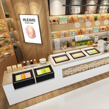 Stołowa witryna na lody - 670 mm - Statyczna - na 3 pojemniki 5 L - Pokrywa otwierana na stronę klienta - Prime Gastro