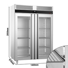 Zamrażarka ze stali nierdzewnej PREMIUM - GN 2/1 - 1400 litrów - z 2 szklanymi drzwiami